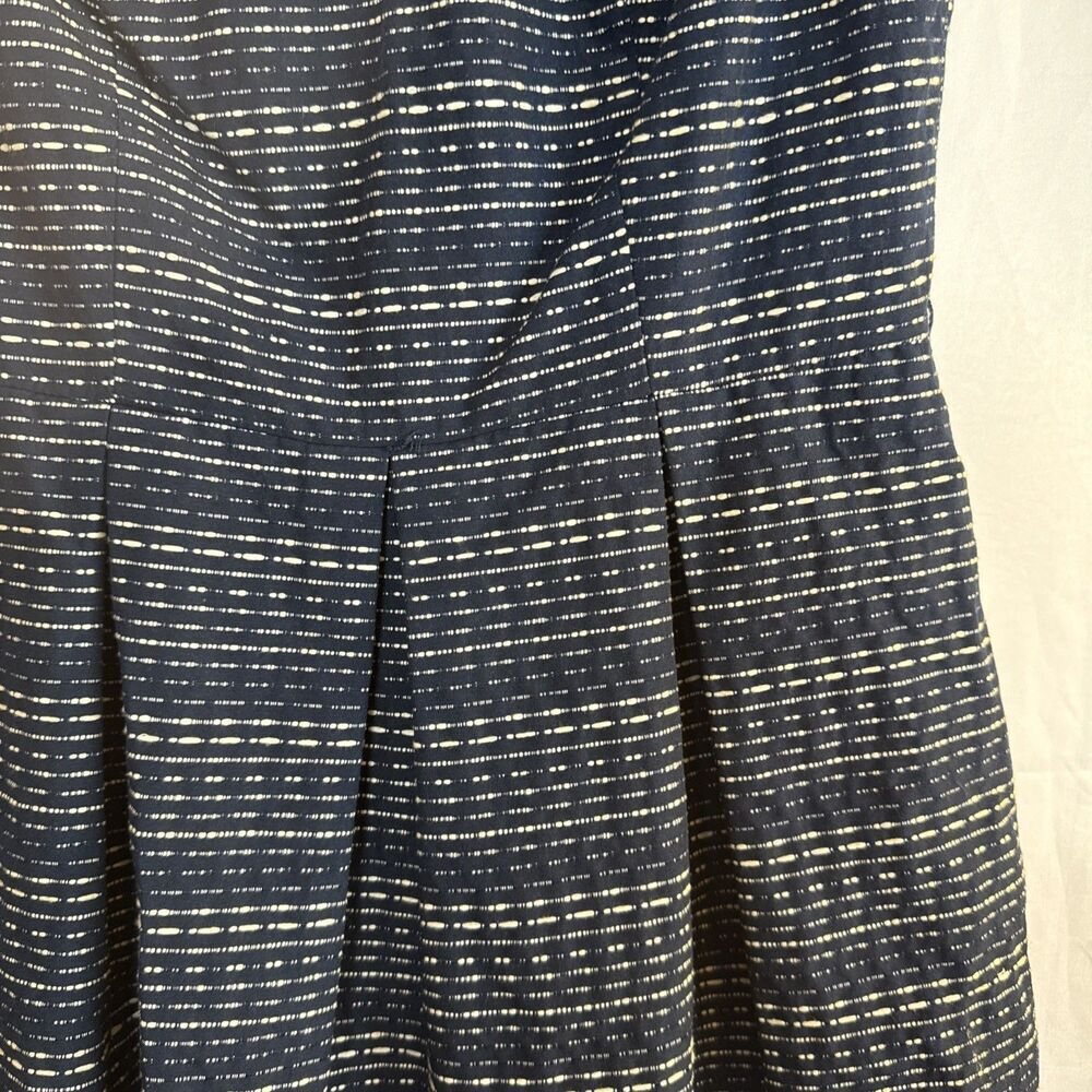 Liz Claiborne Cap Sleeve Navy Blue/Cream Striped Dress Size 4 Preowned - Picture 6 of 13